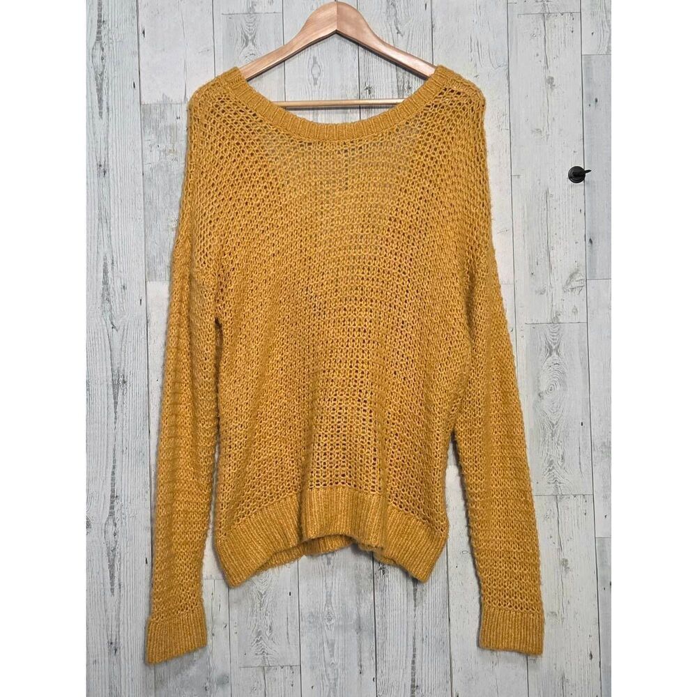 Abercrombie & Fitch Open Knit Open Faux Wrap Blouson Back Sweater Sz. XL EST - Picture 2 of 8